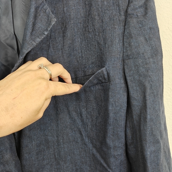 Lauren Ralph Lauren Linen Button Up Blazer In Navy Blue Size 14 Womens - Picture 5 of 14